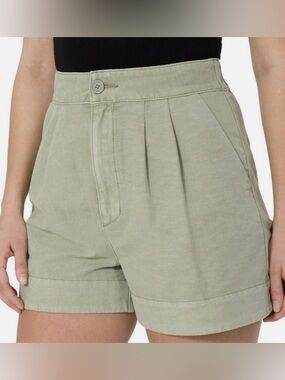 Joie High-Waist Pleated Shorts in Sage